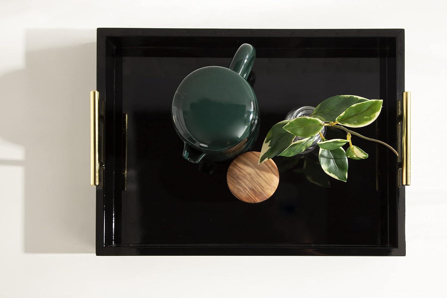 Kate and Laurel Lipton Tray, 16.5x12.25, Black and Gold