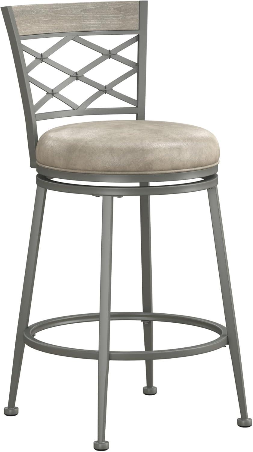 Hutchinson Metal Swivel Counter Height Barstool Pewter - Hillsdale Furniture