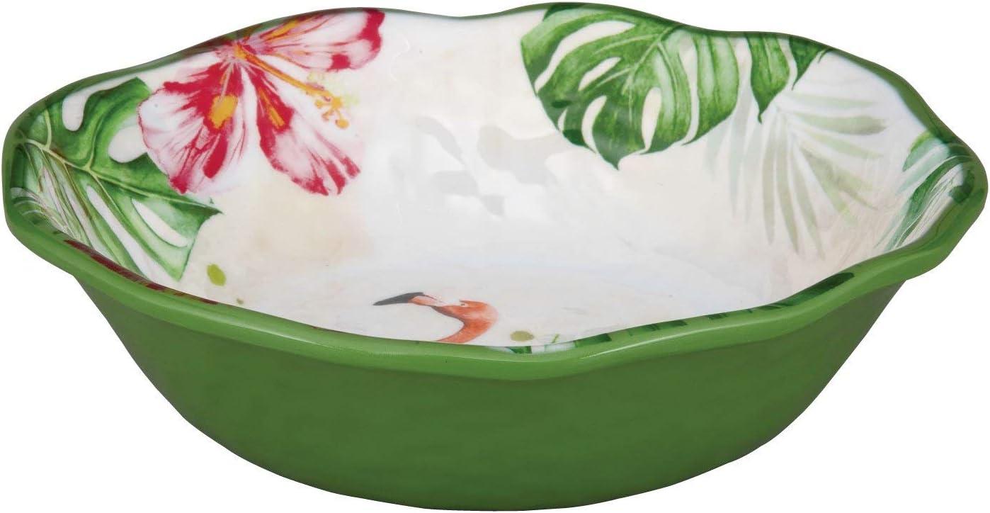 UPware 12 Piece Flamingo Melamine Dinnerware Sets, Outdoor Dishes Set, Plates and Bowls Sets, Service for 4, Multicolor