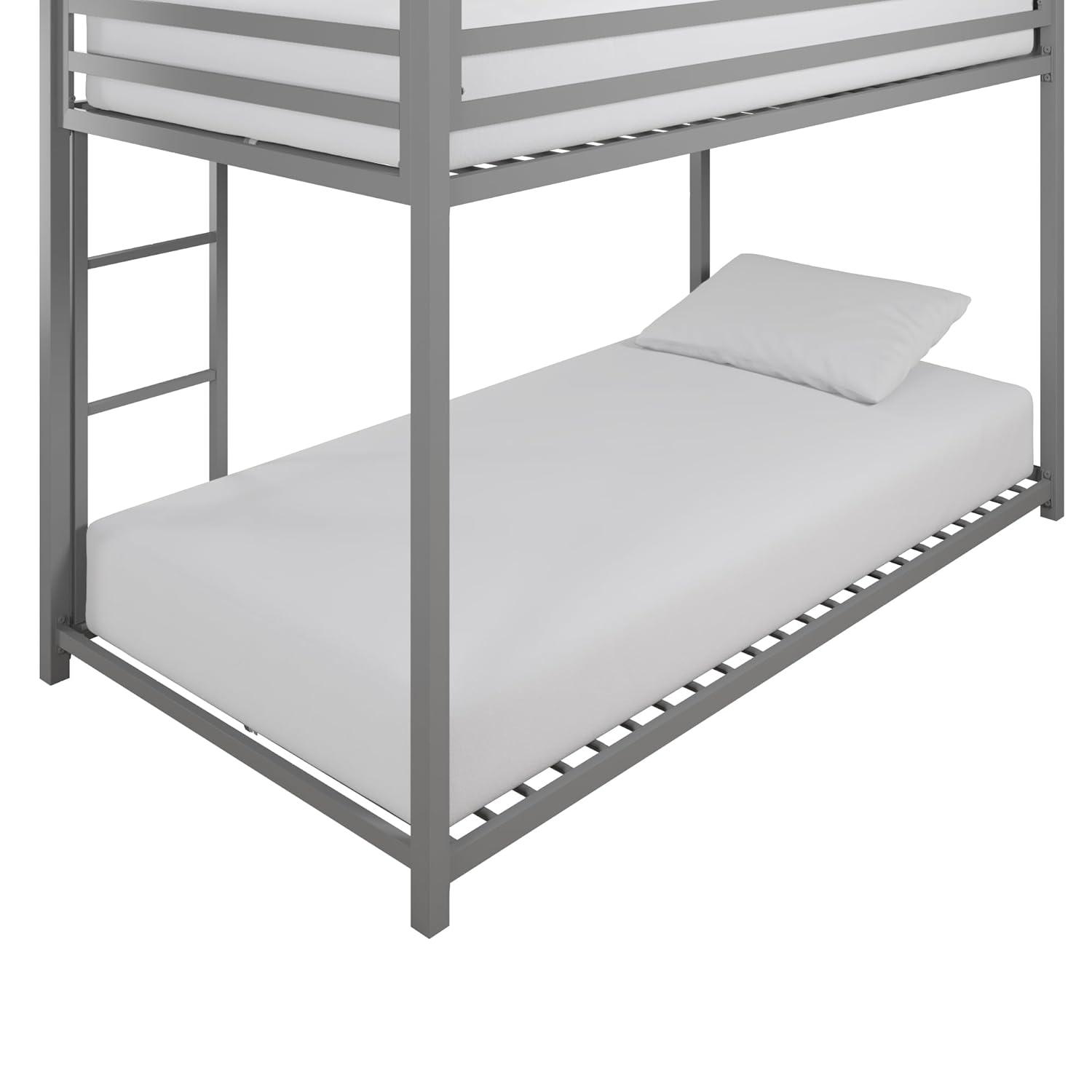 DHP Miles Metal Twin/Twin Bunk Bed, Silver