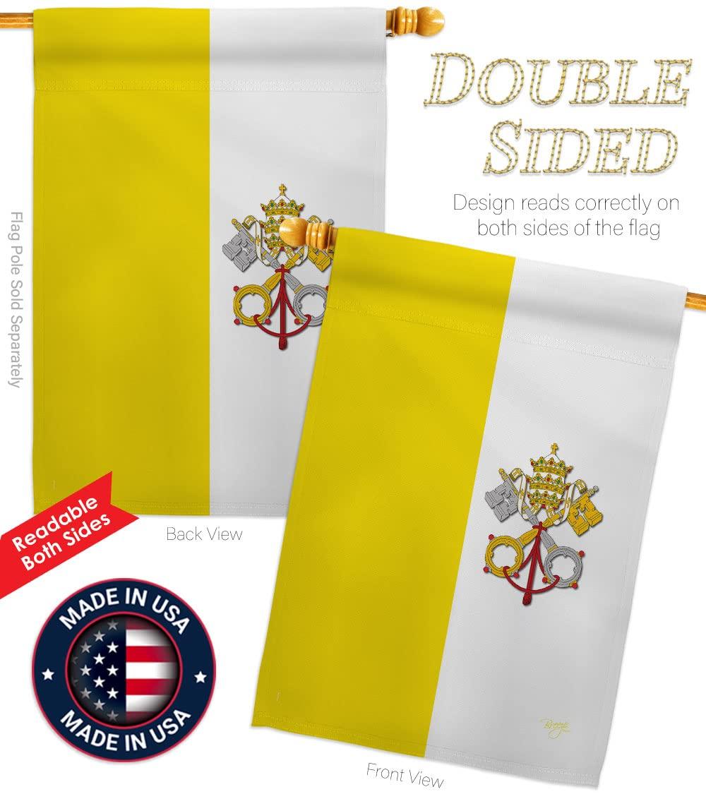 Breeze Decor 08106 Vatican City 2-Sided Vertical Impression House Flag - 28 x 40 in.
