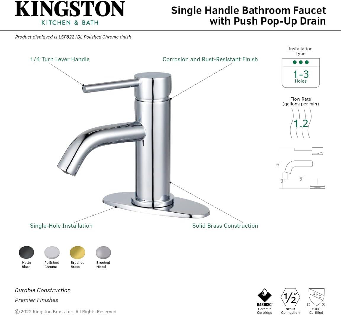 Kingston Brass LSF8223DL Kingston Brass Concord Single-Handle 1-Hole Deck Mount Bathroom Faucet with Push Pop-Up