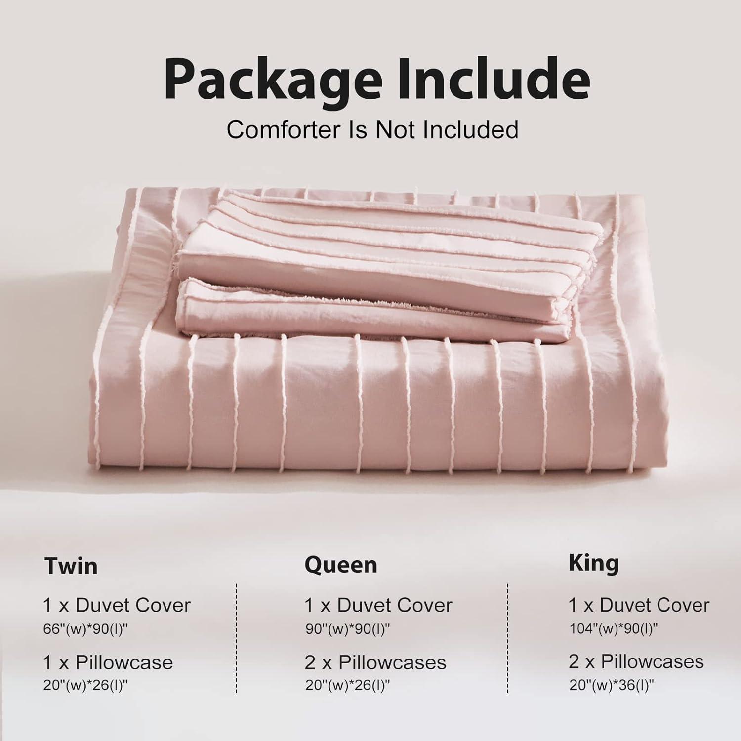 Pink Tufted Microfiber King Duvet Cover Set