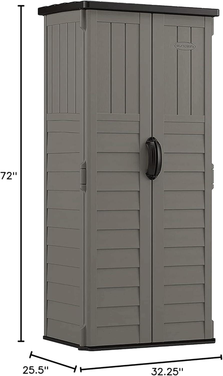 Suncast Suncast Outdoor 32.25 in. W x 24.75 in. D x 72 in. H Resin Vertical Tool Shed