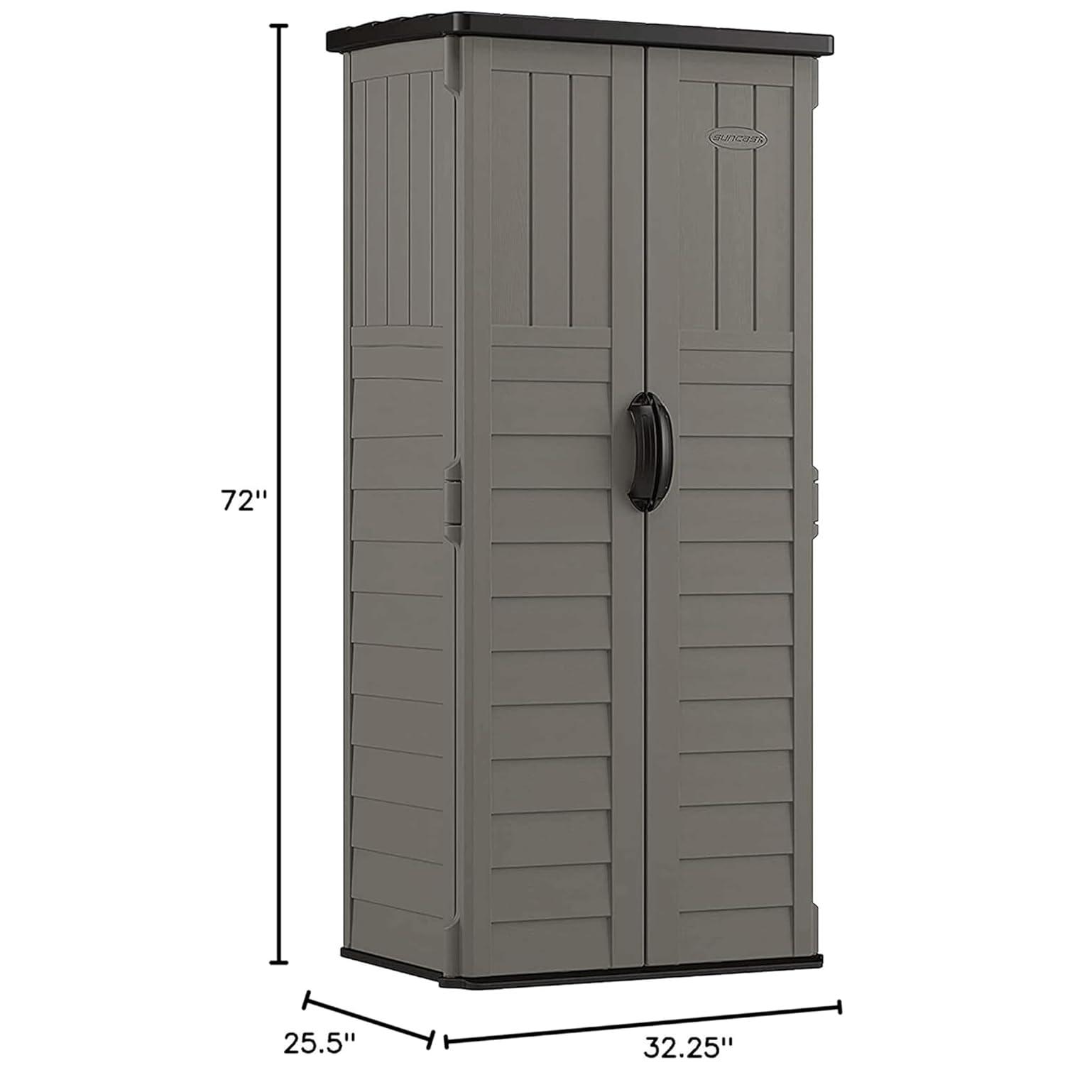Suncast Suncast Outdoor 32.25 in. W x 24.75 in. D x 72 in. H Resin Vertical Tool Shed