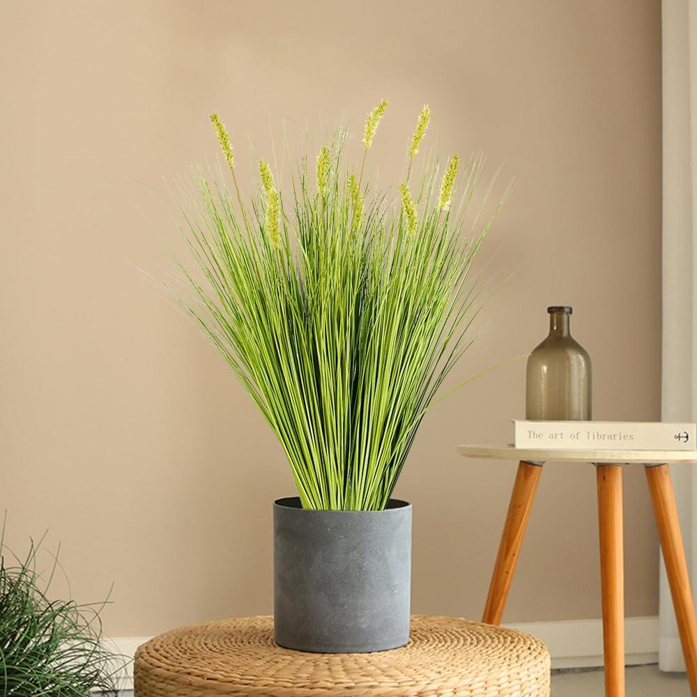 Artificial Plants 6PCS 27“ Fake Tall Onion Grass Faux Plant,Artificial Grass Greenery Shrubs Bushes for Garden Porch Window Box Shop Office Home Décor