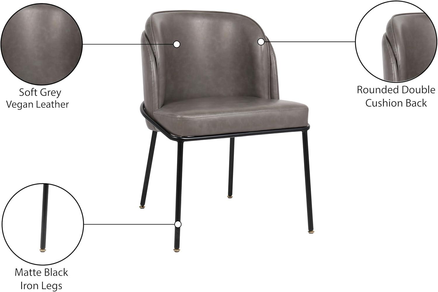 Meridian Furniture Jagger Grey Vegan Leather Dining Chair (Set of 2)