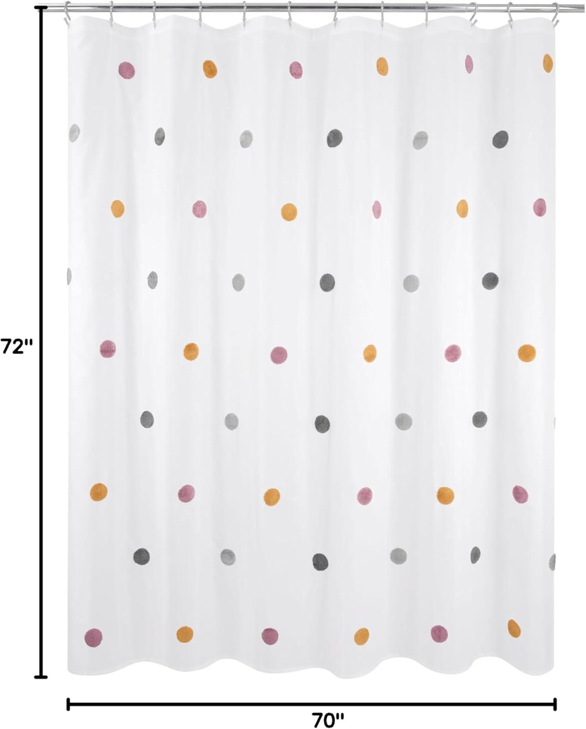 Allure Home Creations Dots Shower Curtain: Polyester Bath Curtain, Microfiber, Buttonhole Top