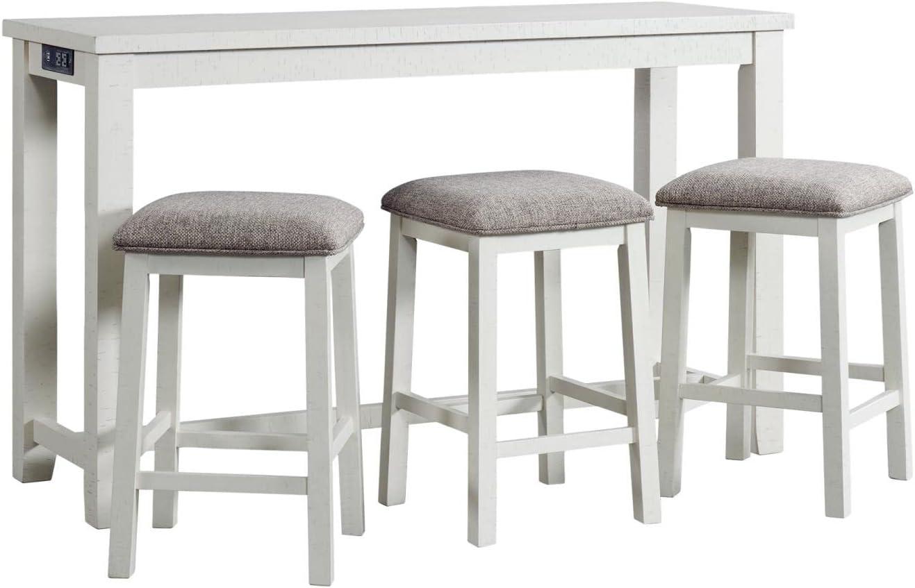 Stanford Multipurpose Dining Table Set White - Picket House Furnishings: 4-Piece, High Top, MDF Frame, Polyester Upholstery