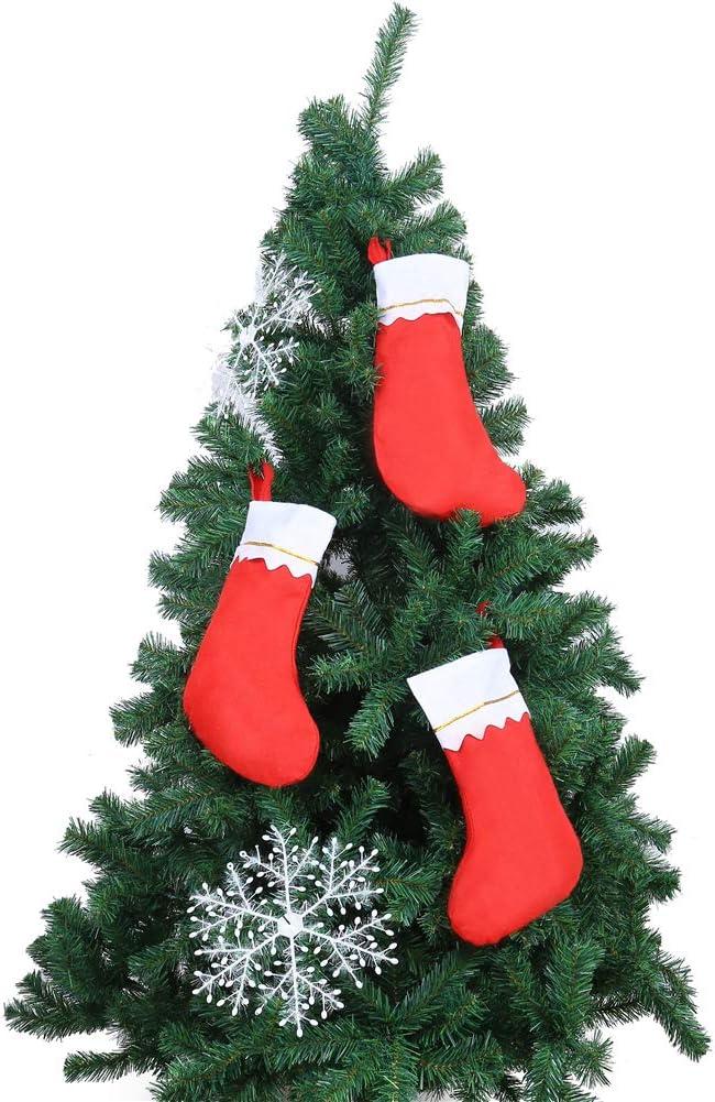 Kaireo 12 Pairs Christmas Stockings 15 Inches Red and White, Hangs Made of Non-woven Fabric for Family Christmas Holiday Decorations