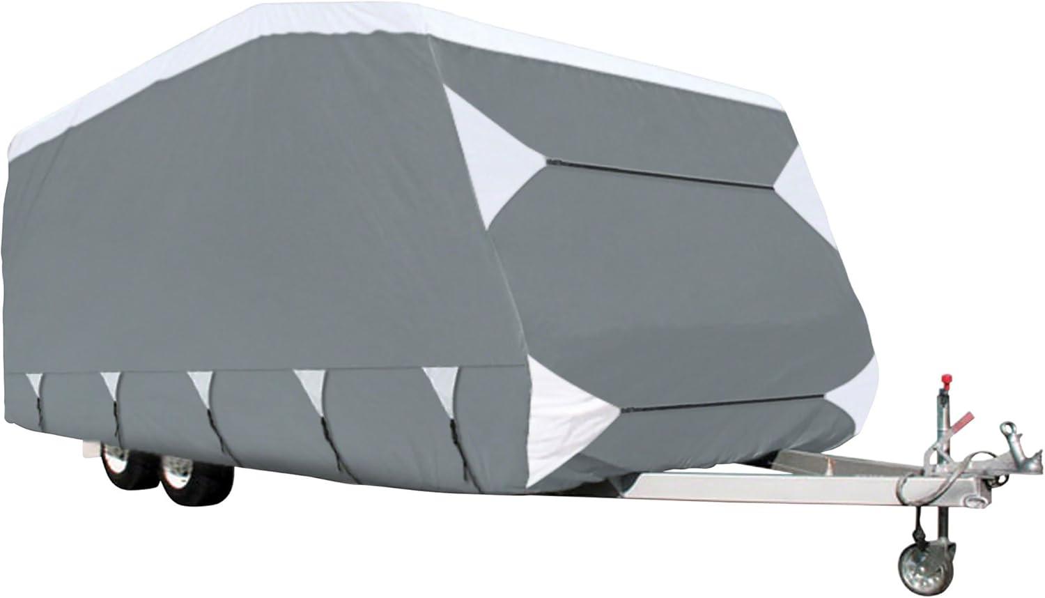 Gray and White Polypropylene RV Cover with Tie Down Grommets