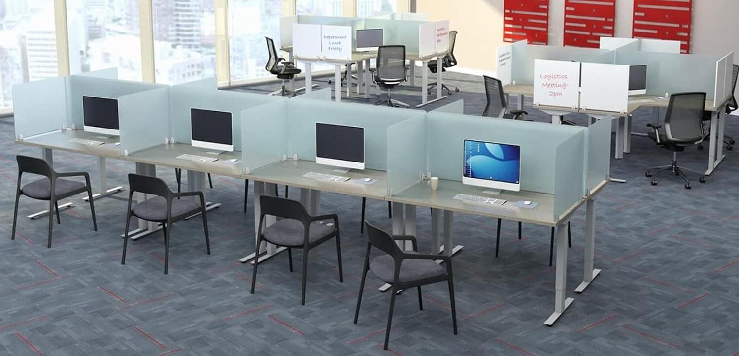 4PCS Desk Dividers Office Partitions, Privacy Desk Panel Protective, Frosted Acrylic Plexiglass Shield with Clamps for Offices Schools Call Centers - 23.6”L X15.8”W