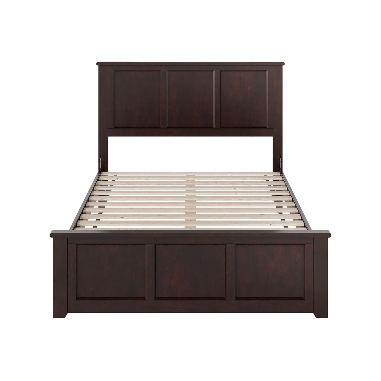 AFI Charlotte Cama con Plataforma de Perfil Bajo de Madera Maciza con Pie de Cama a Juego, Espresso
