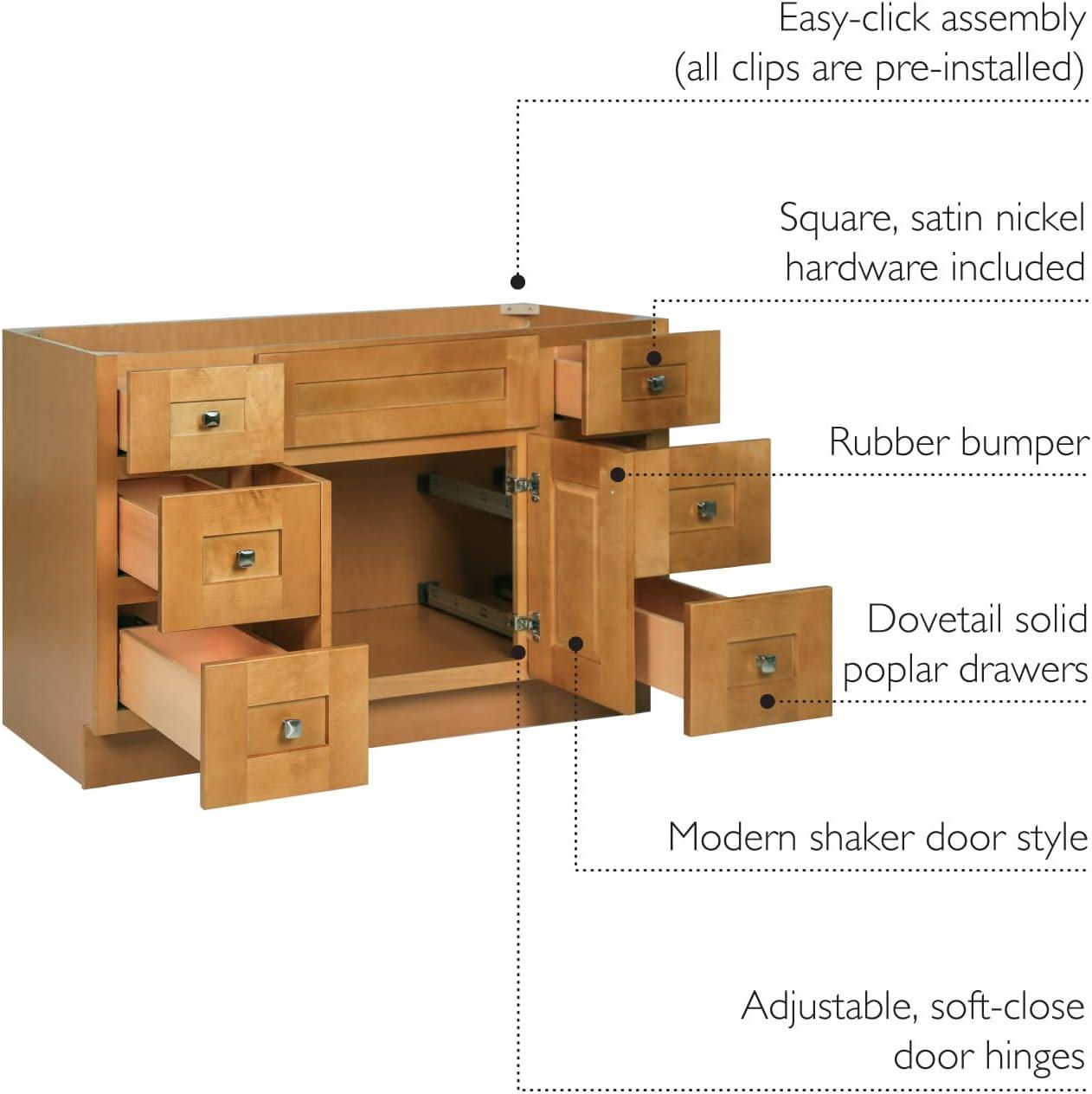 Brookings 48 Inch Bathroom Vanity, Ready to Assemble