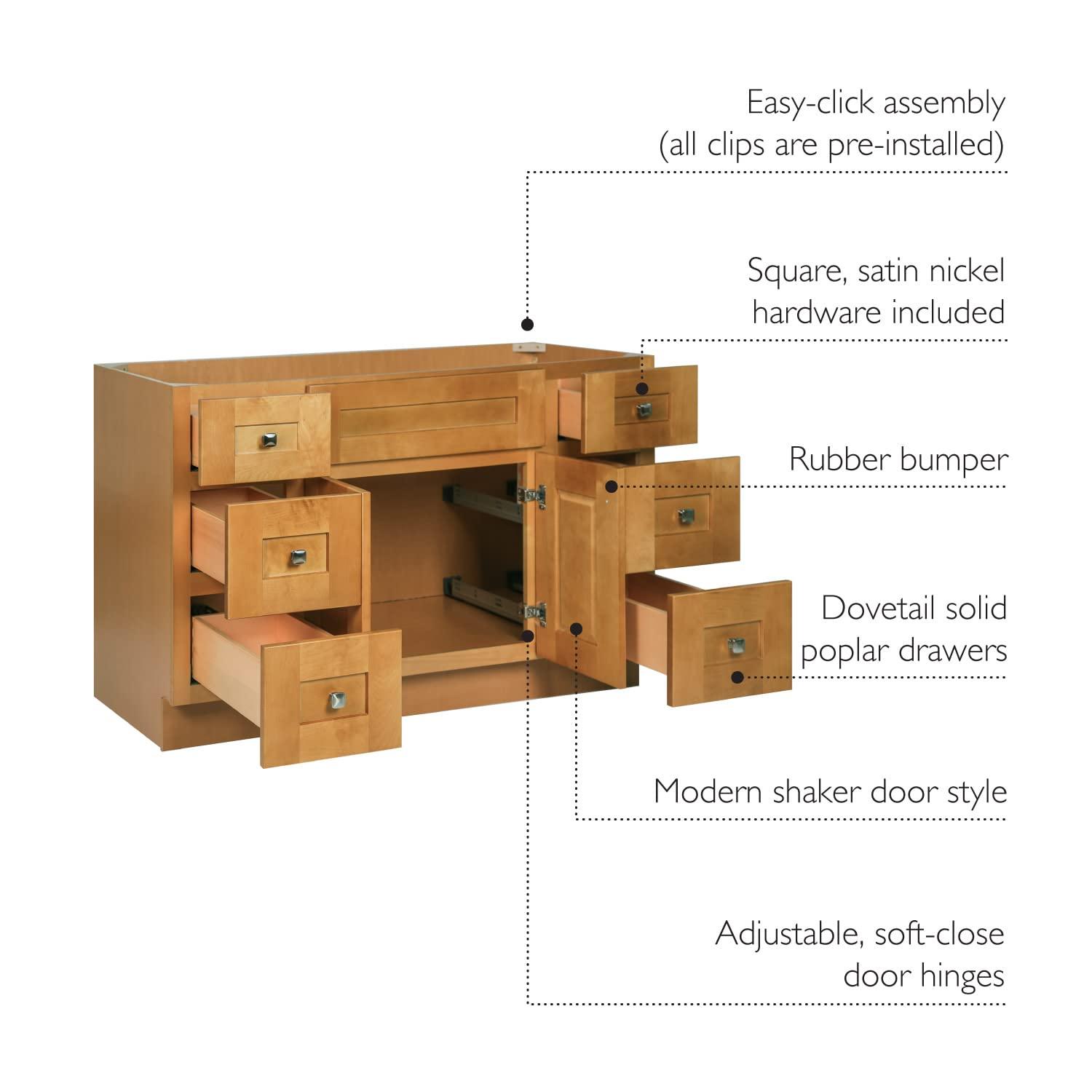 Design House Brookings 48 Inch Bathroom Vanity, Ready to Assemble, Solid Wood, Sherwin Williams – Design House, 599001-