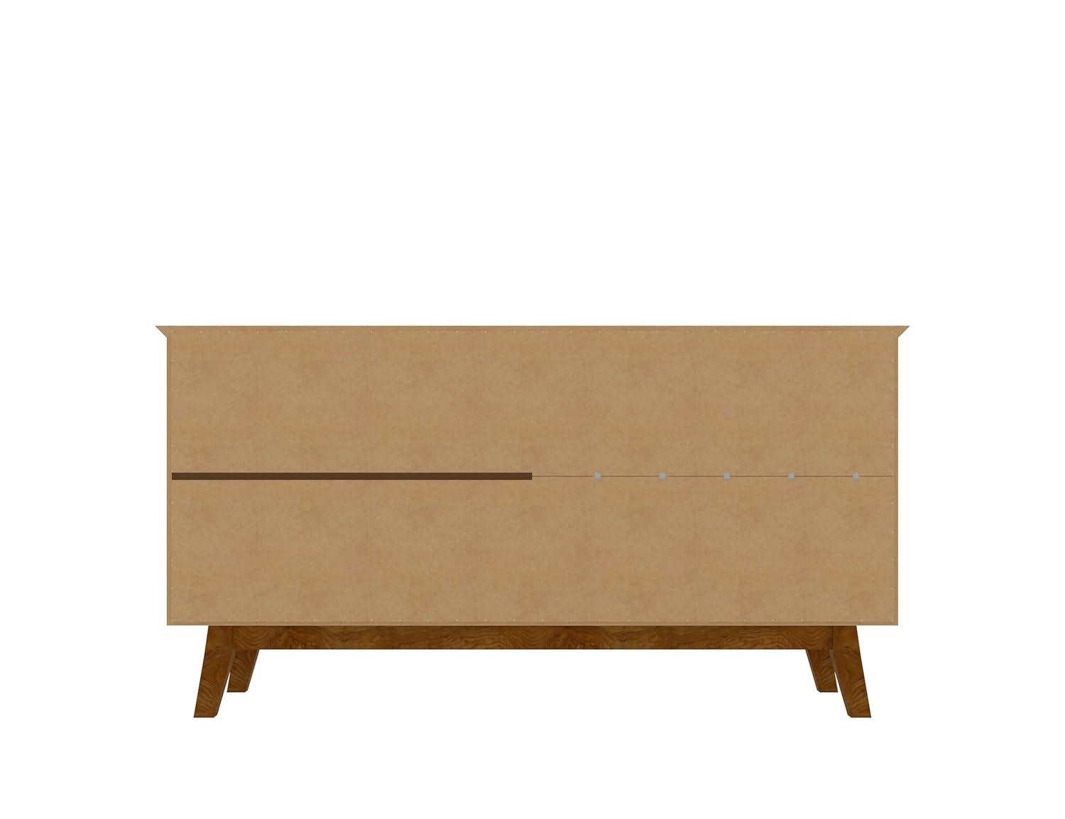 62.99" Yonkers Sideboard White - Manhattan Comfort: Mid-Century Buffet, Storage Console with 4 Doors & Fixed Shelves