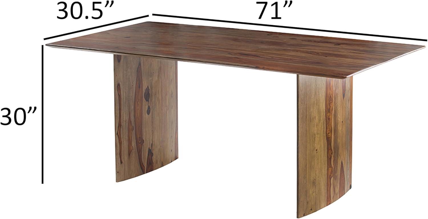 Benjara BM311983 71 in. Dice Rectangular Top Dining Table, Brown