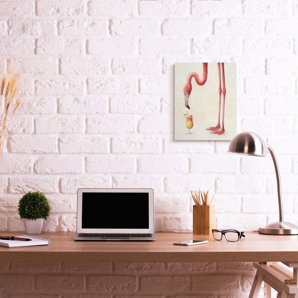 Stupell Industries " Thirsty Pink Flamingo Tropical Long Leg Drink Humor " by Daphne Polselli