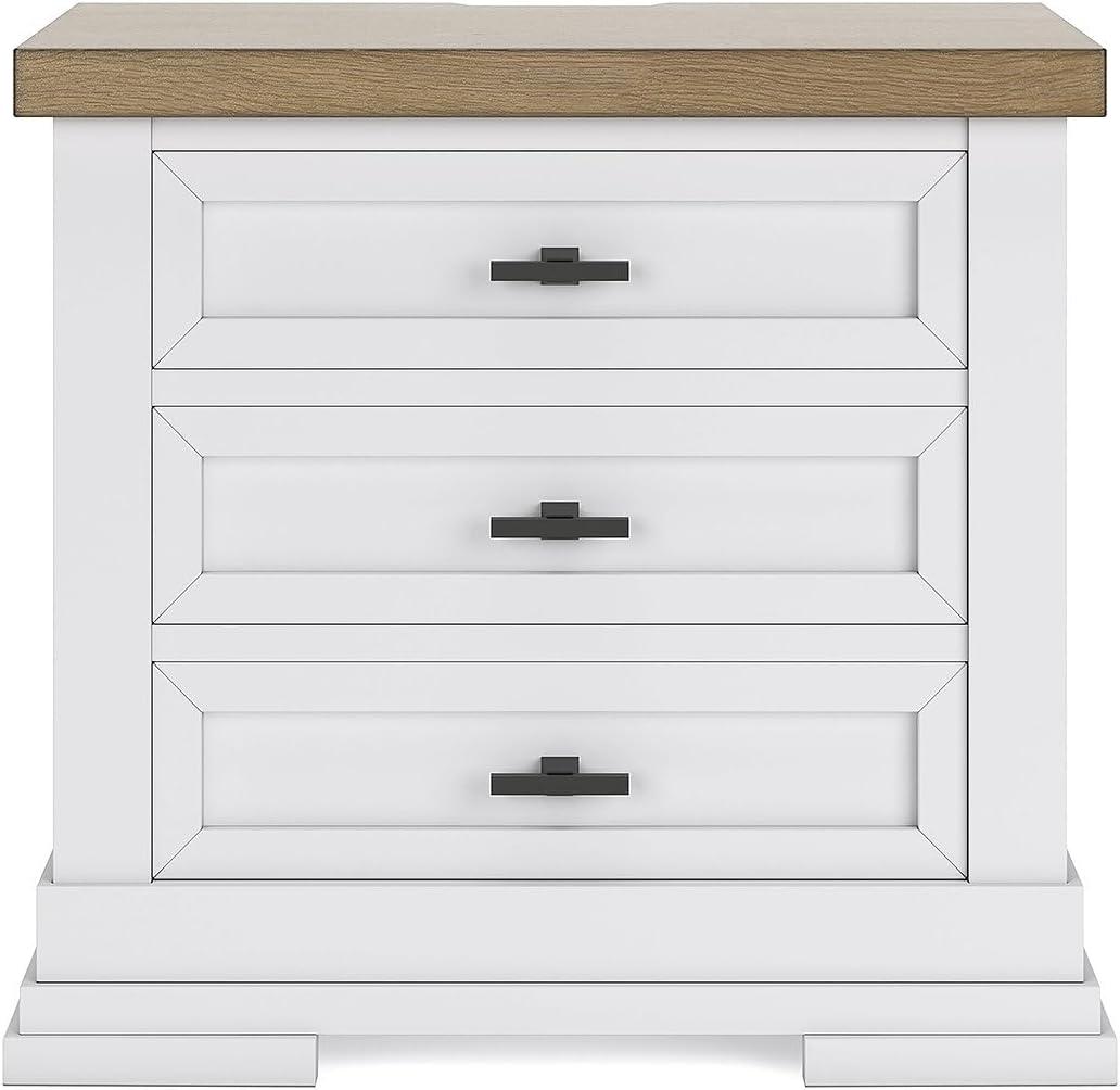 Signature Design by Ashley Ashbryn 3 Drawer Nightstand with USB ports, White
