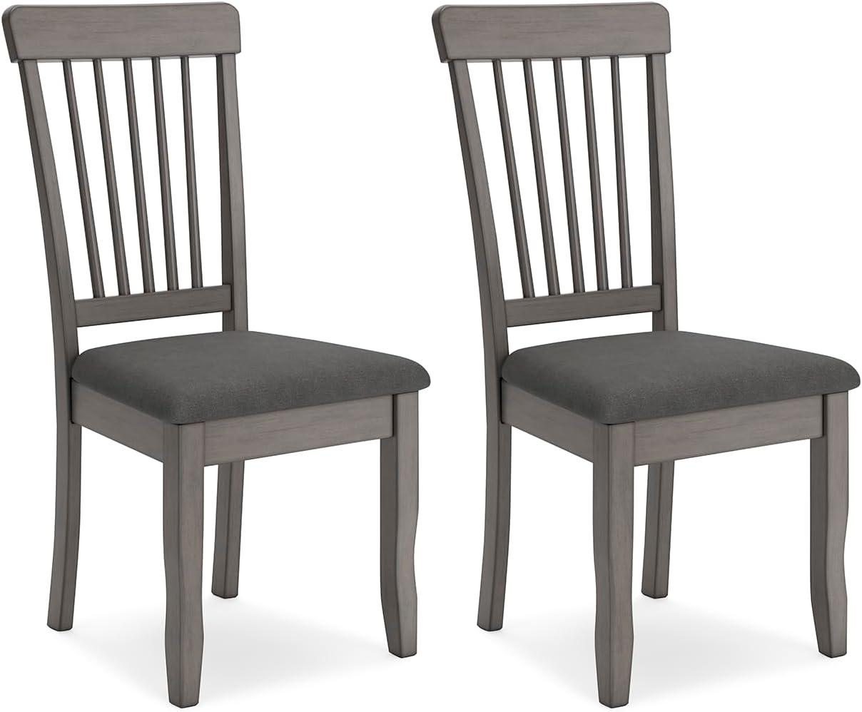 Gray Upholstered Wood Slat Back Side Chair Set