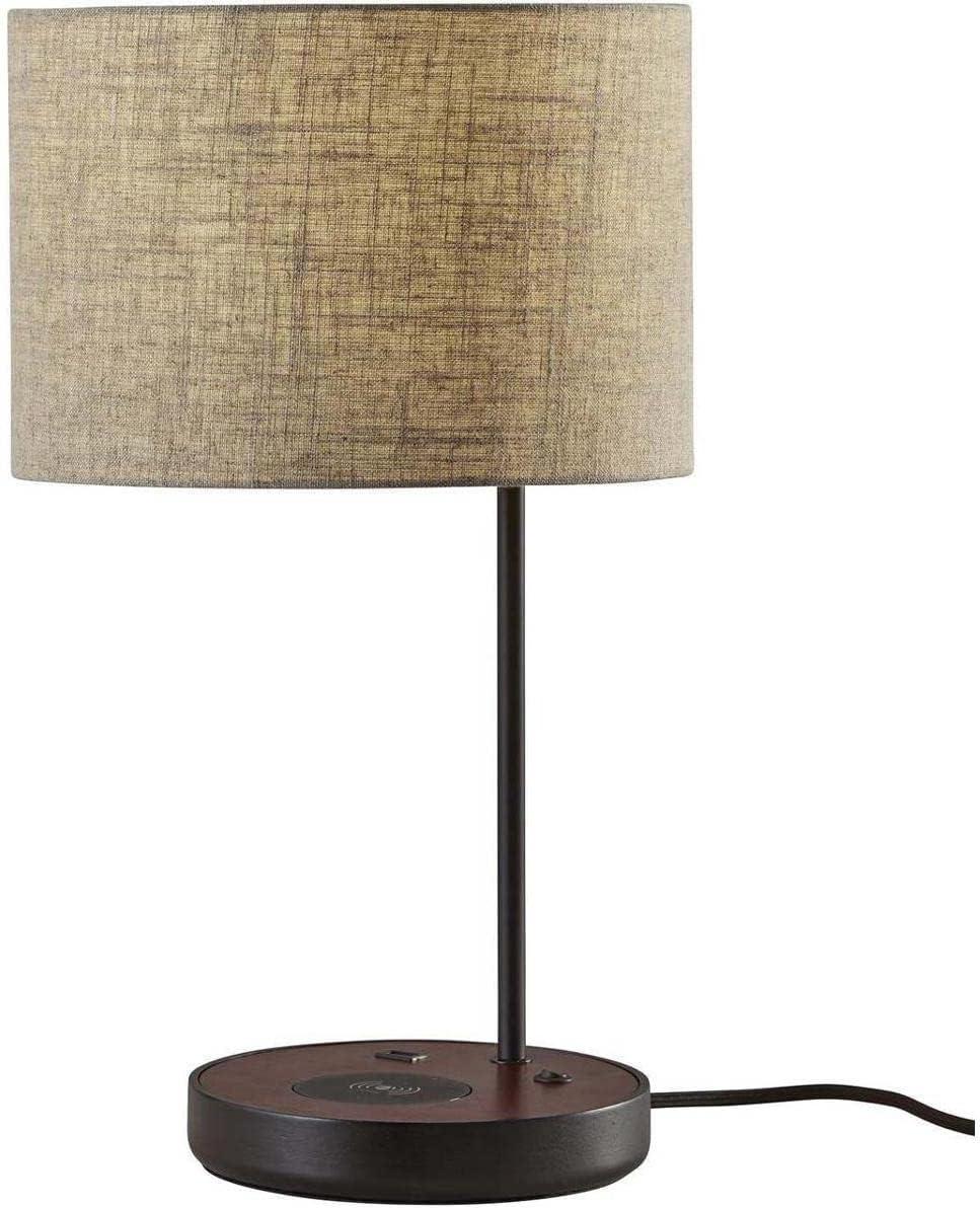 19.5" Oliver Charge Table Lamp Black - Adesso: Qi Wireless Charging, USB Port, Mid-Century Modern Design, No Assembly Required
