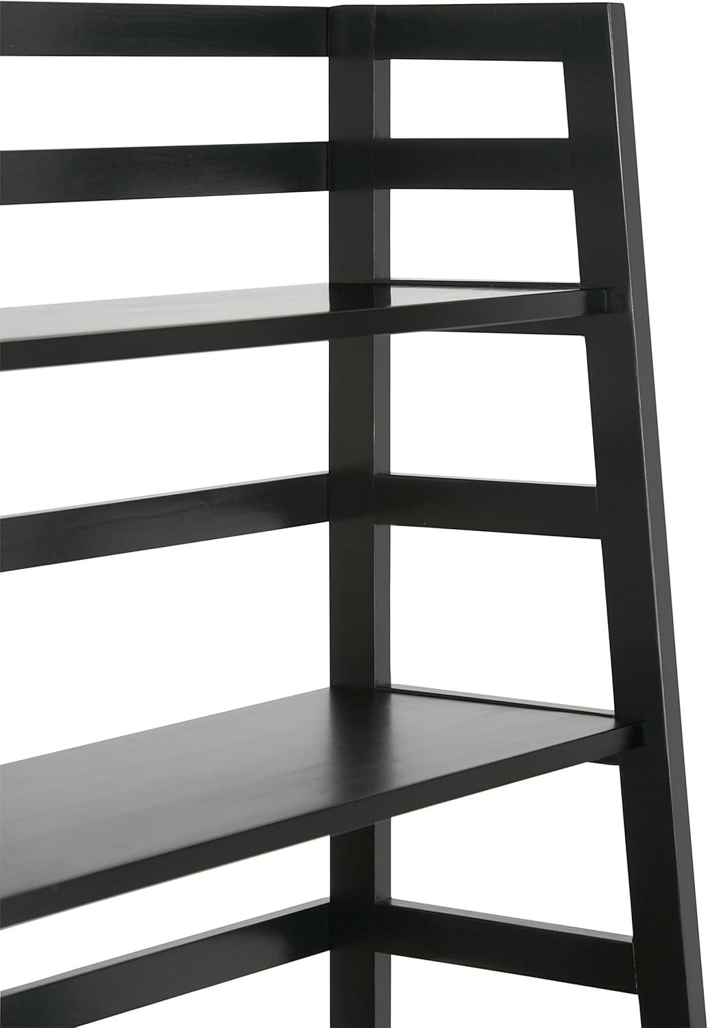 Acadian Solid Wood 30" Transitional Black Ladder Shelf