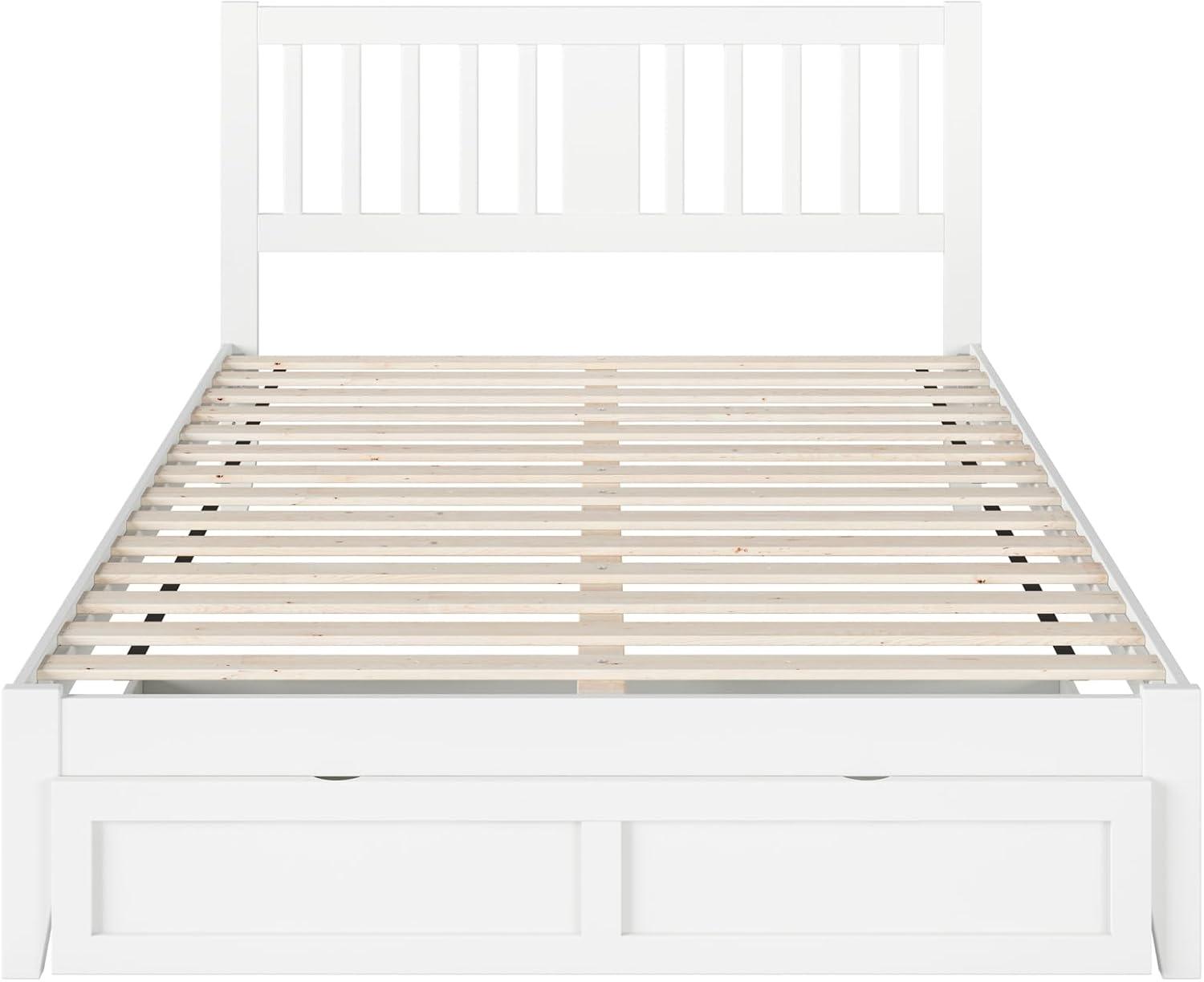 Tahoe Queen Bed with Foot Drawer and USB Turbo Charger in White