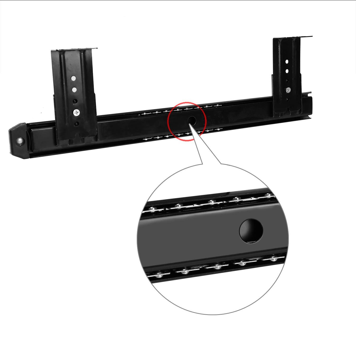 KINJOEK 2 PCS 14 Inch Under Desk Keyboard Tray Rails Slides, Adjustable Height Heavy Duty Ball Bearing Keyboard Mount Track, Black