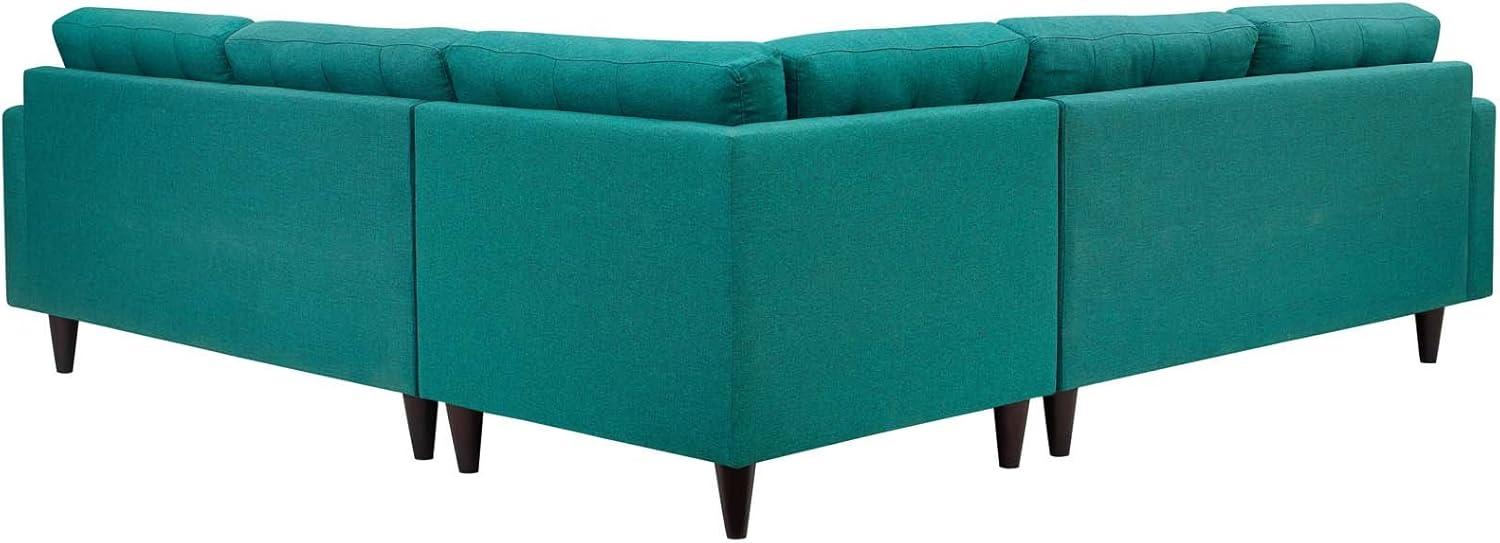 Modway Empress Upholstered Fabric Corner Sectional Sofa in Teal Blue