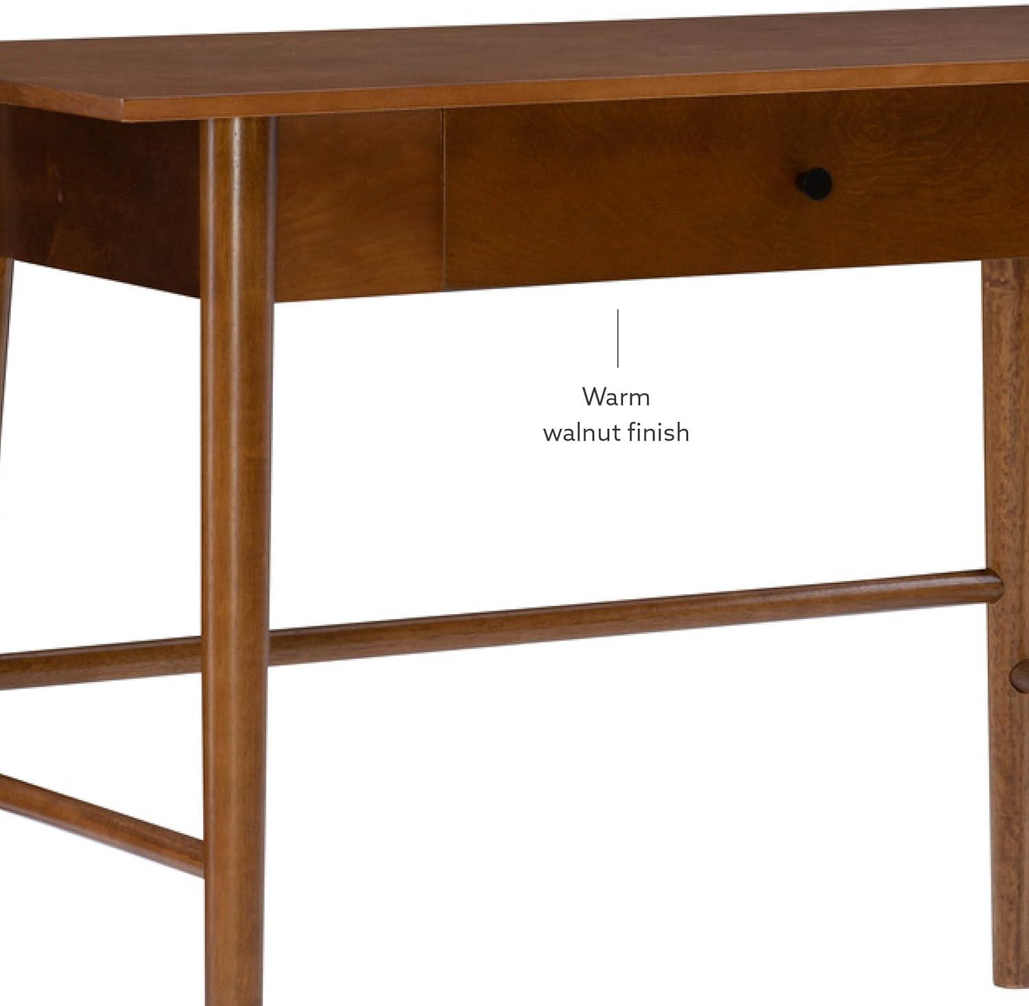 Mid-Century Walnut Writing Desk with Black Drawer Knob