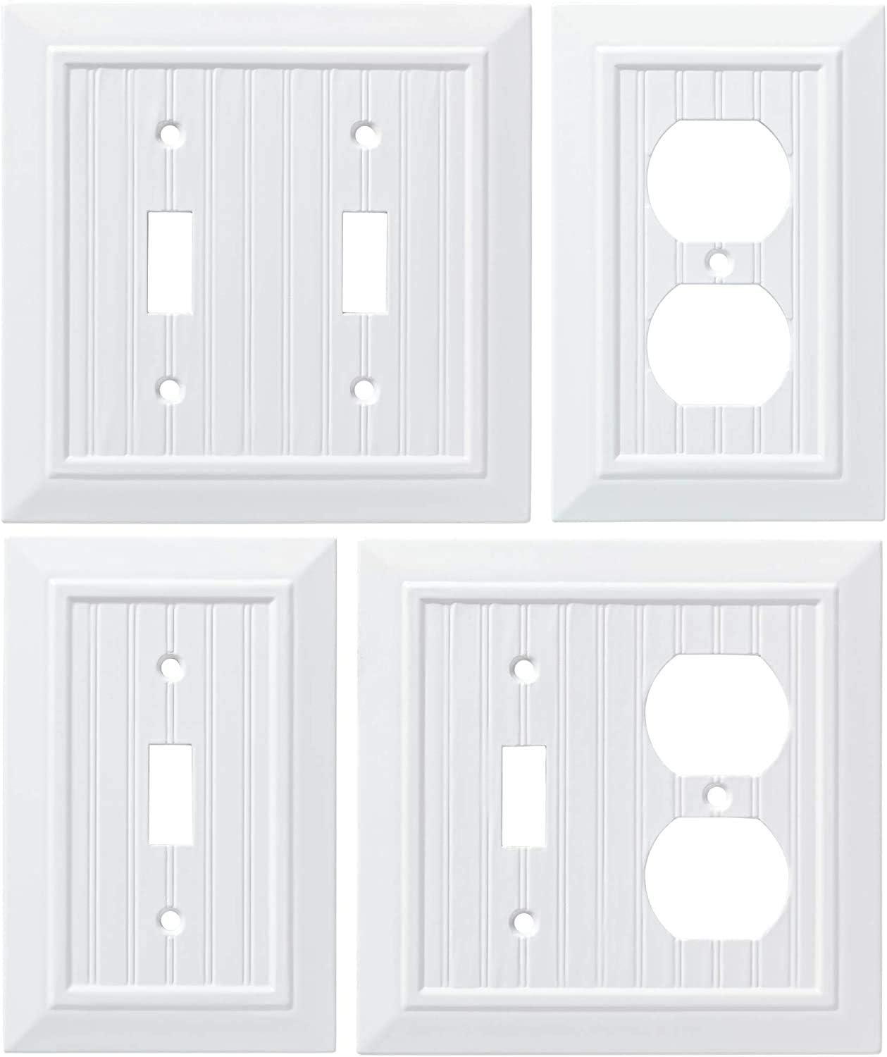 White Beadboard Triple Switch Wall Plate