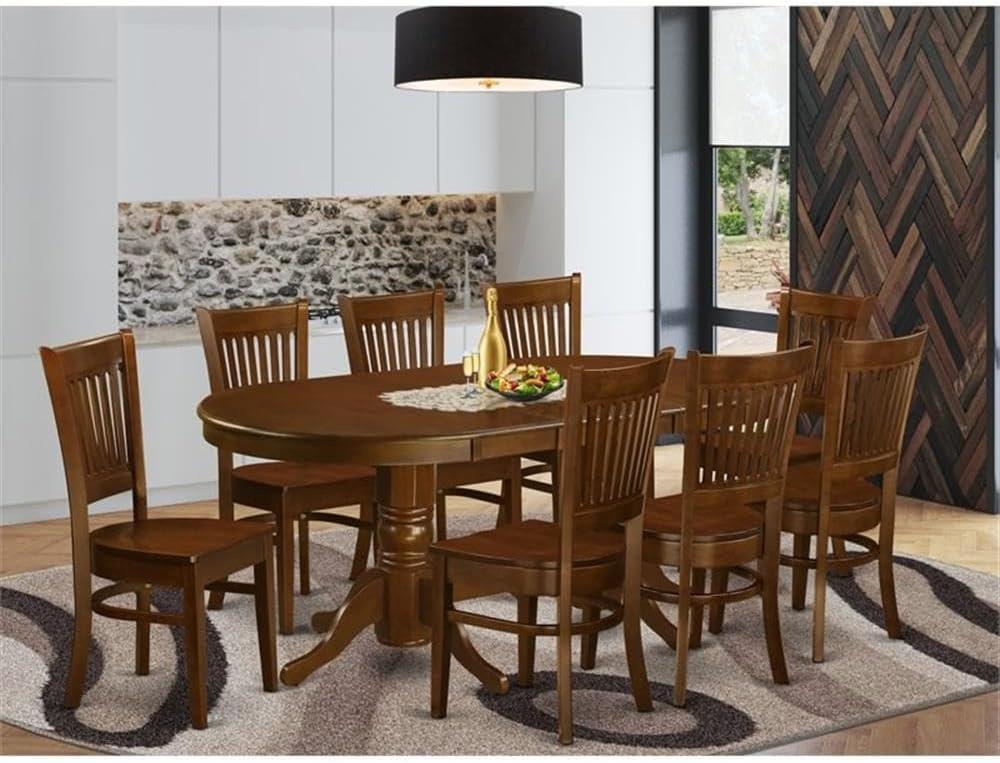 East West Furniture Vancouver 9-piece Wood Dining Room Set in Espresso