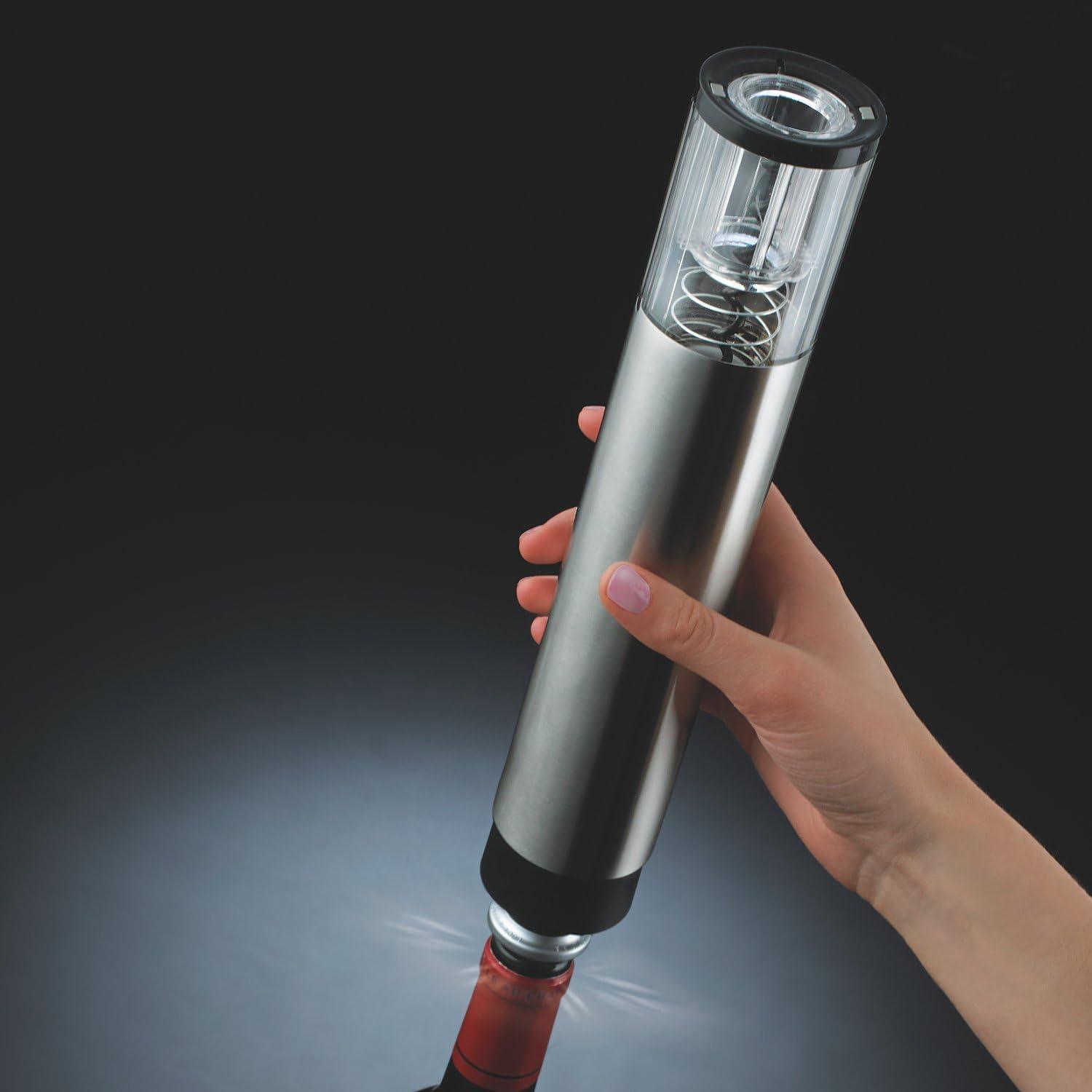 Stainless Steel Cordless Wine Bottle Opener and Preserver Set