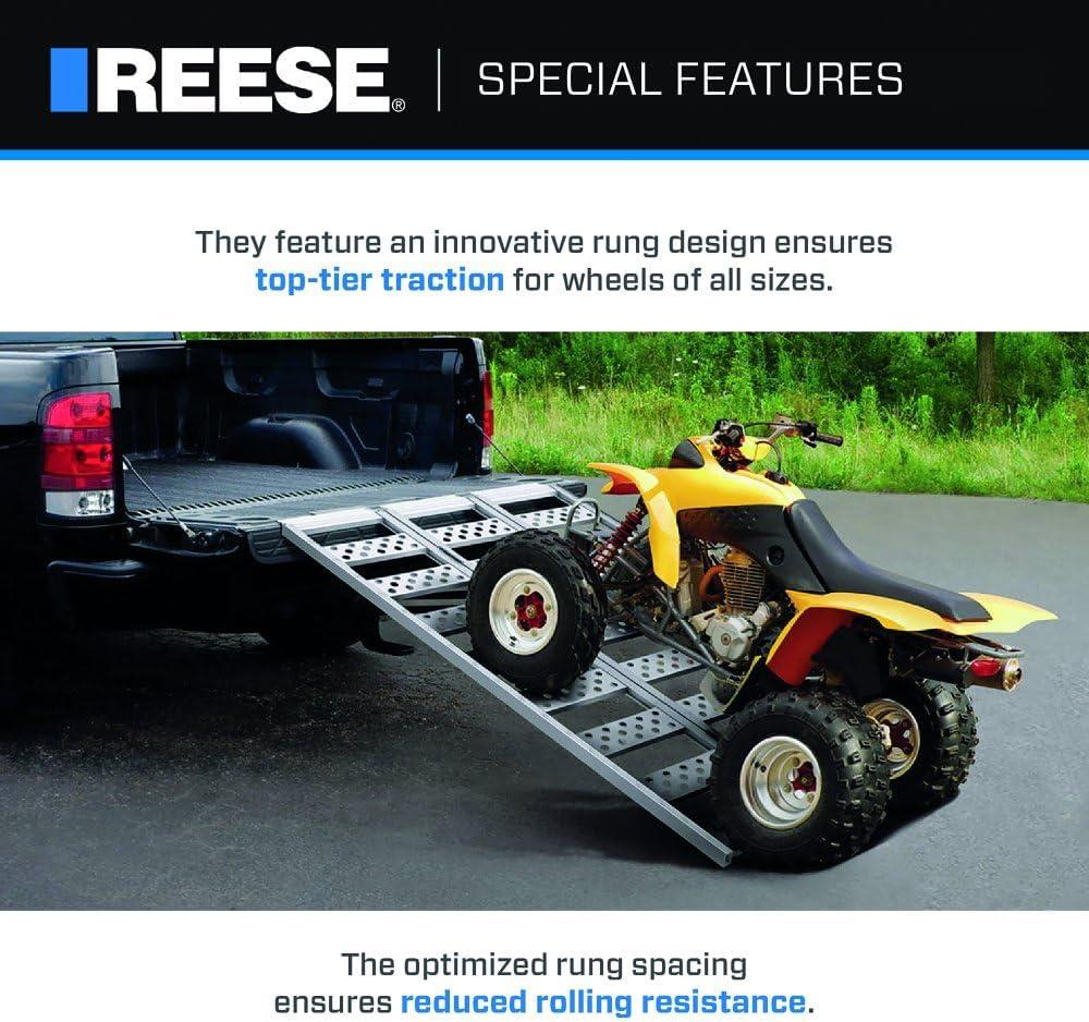 REESE 11272200 Tri-fold Aluminum Utility Ramp for ATVs, Snowmobiles, Dirt Bikes, Lawn Equipment, 45 Inch x 69 Inch, 1,600 lbs. Capacity