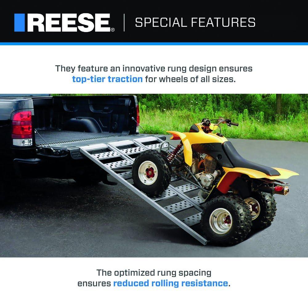 REESE 11272200 Tri-fold Aluminum Utility Ramp for ATVs, Snowmobiles, Dirt Bikes, Lawn Equipment, 45 Inch x 69 Inch, 1,600 lbs. Capacity