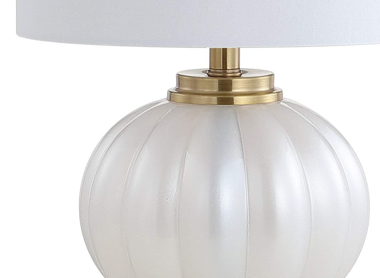 JONATHAN Y Pearl 17.5" Glass/Crystal LED Table Lamp, White/Brass Gold, JYL2076B