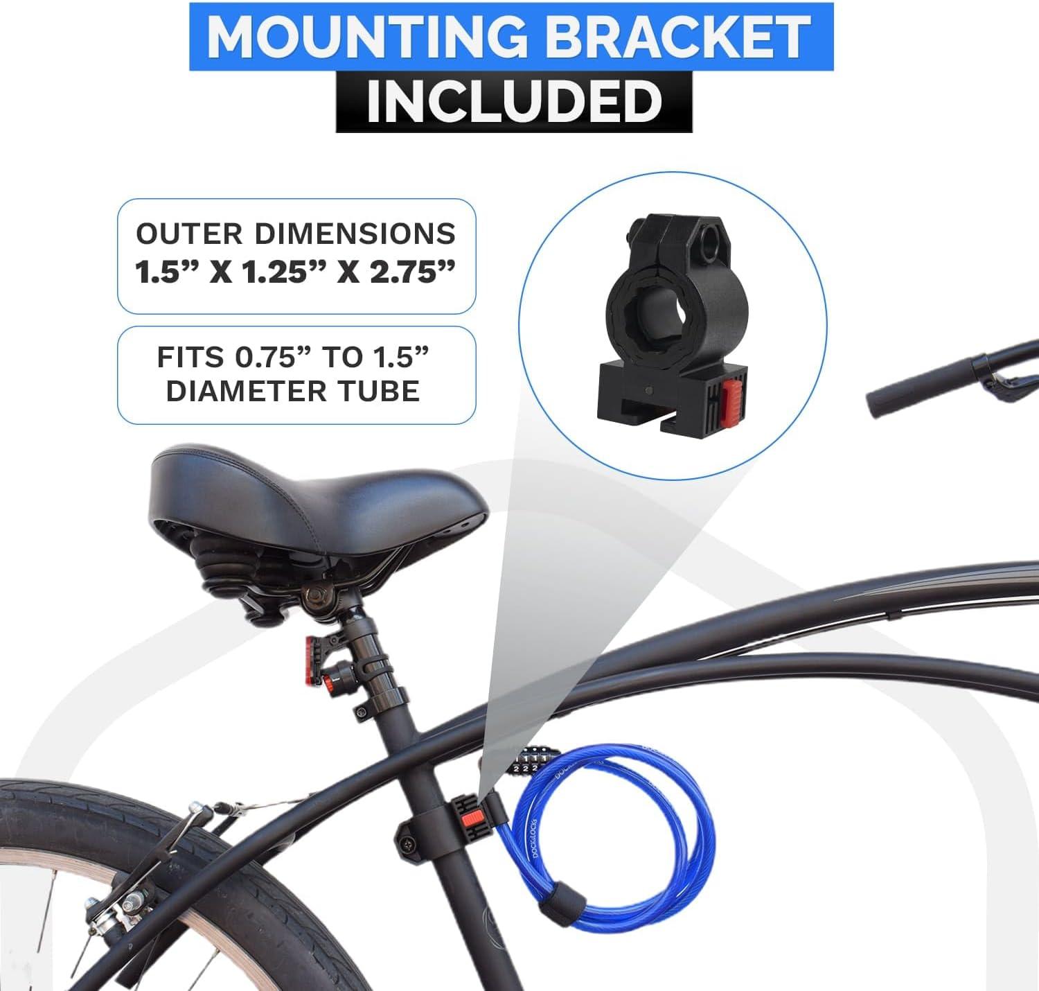 DocksLocks 2ft Bike and Scooter Straight Security Cable Combination Lock - Lightweight, Anti-Theft, Weatherproof - 0.6 lb