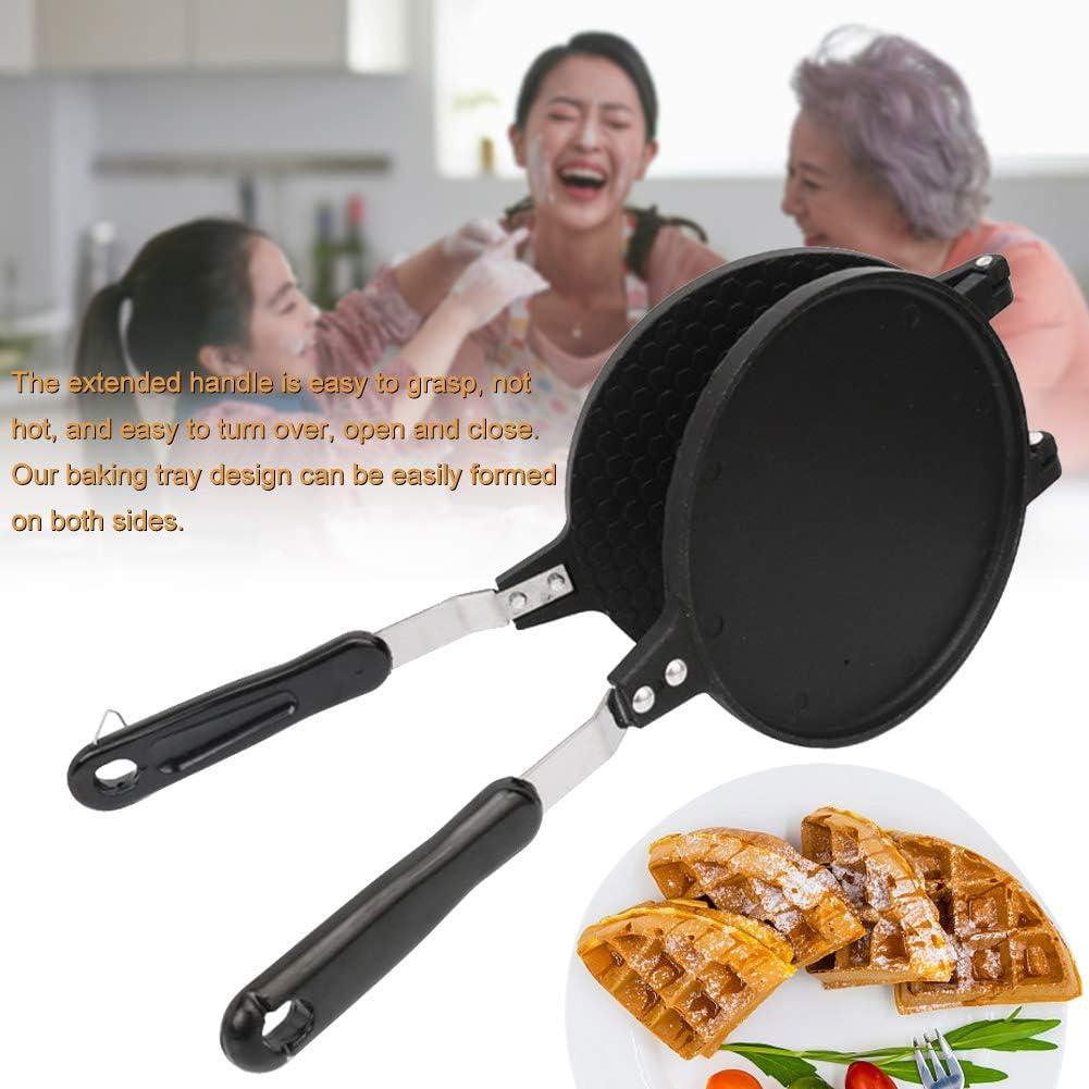 Black Aluminum Non-Stick Double-Sided Waffle Cone Maker