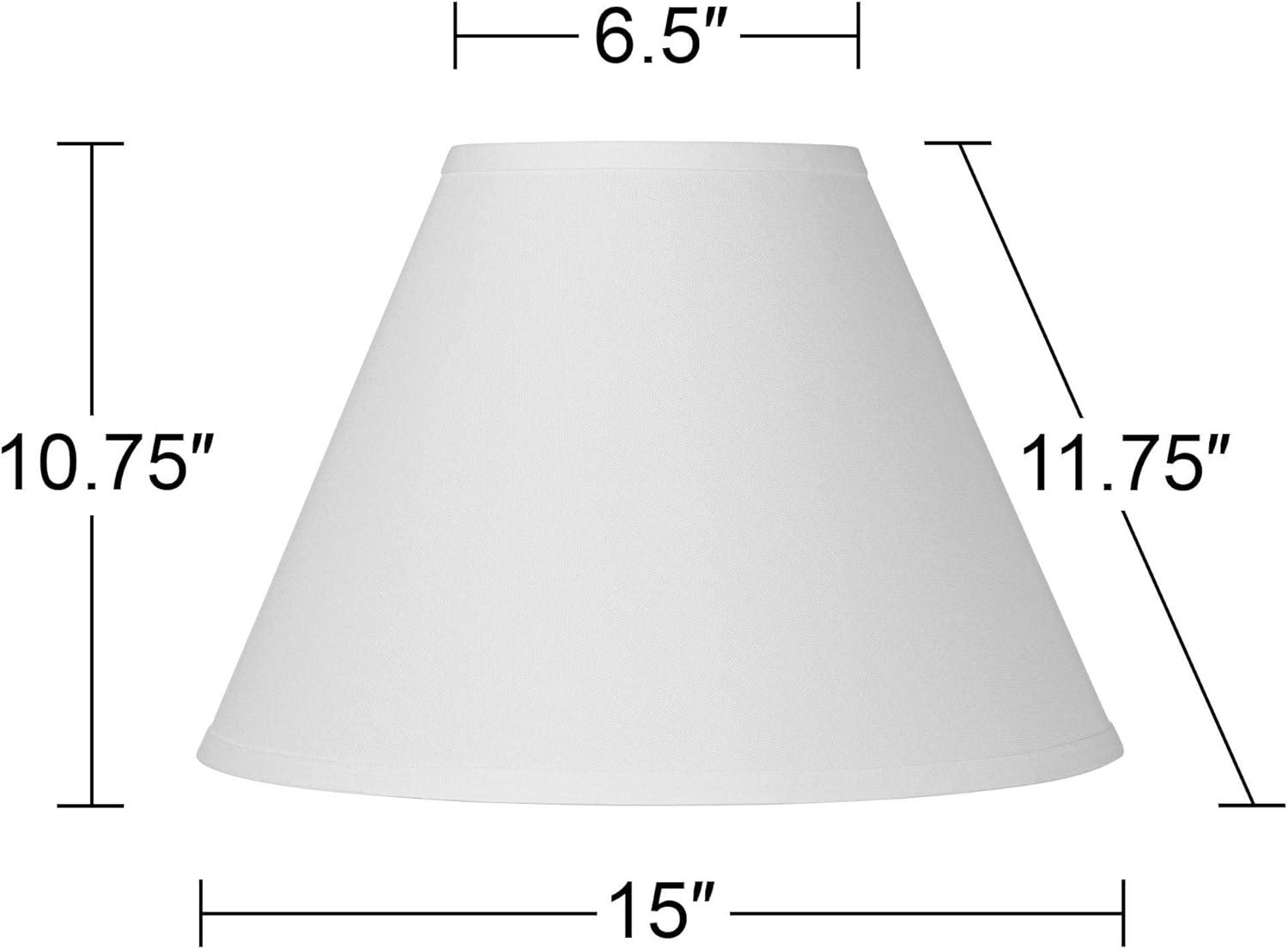 Springcrest Bright Antique White Linen Medium Lamp Shade 6.5" Top x 15" Bottom x 10.75" High x 11.75" Slant (Spider) Replacement with Harp and Finial