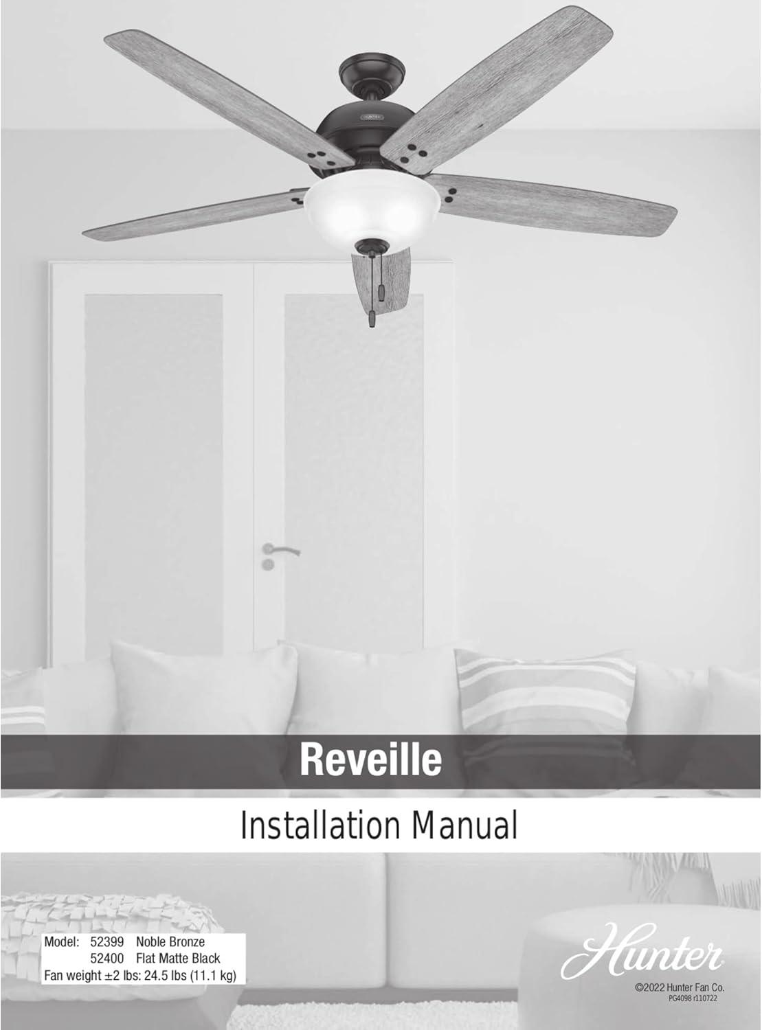 60" Reveille 5 - Blade Ceiling Fan With LED Light Kit And Pull Chain