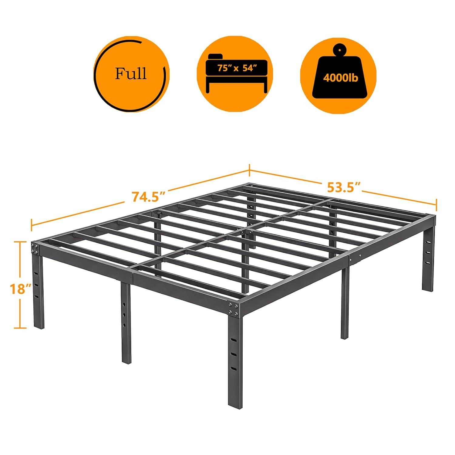 Twin Metal Bed Frame - 16 Inch Tall, No Box Spring Needed, Heavy Duty Platform With Storage Space, Sturdy Non-Slip Noiseless