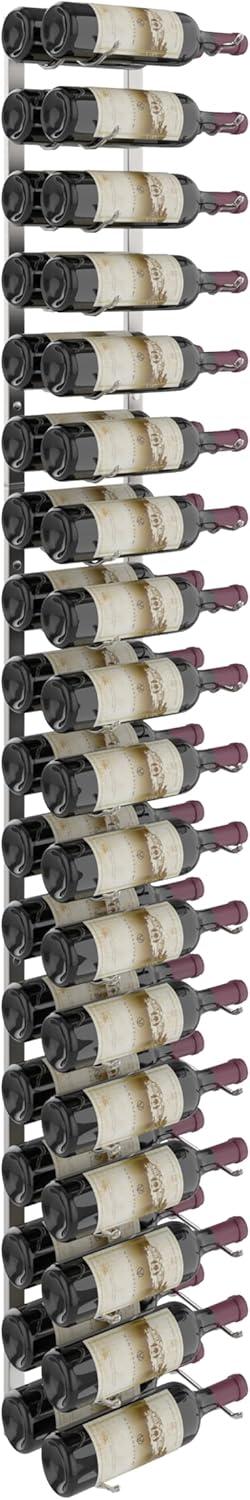 Brushed Nickel Double Deep Wall Mounted Wine Rack for 36 Bottles