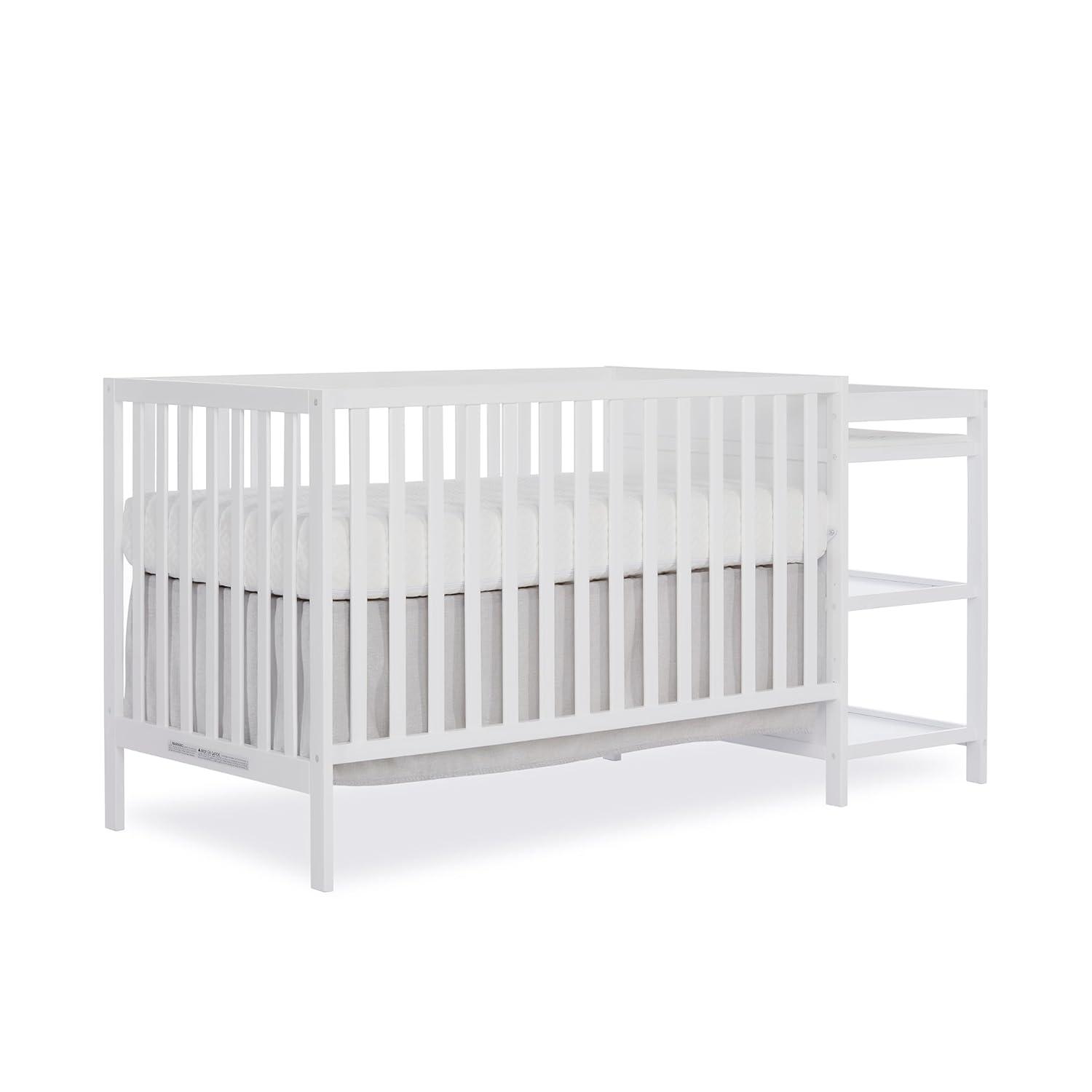 Dream On Me Synergy Convertible Baby Crib and Changer in White with Detachable Changing Table