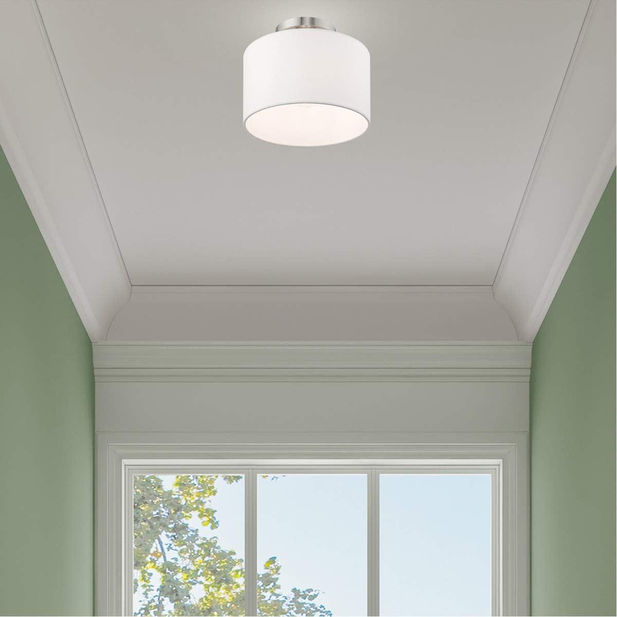 Clark 10" Indoor/Outdoor Brushed Nickel Drum Ceiling Light