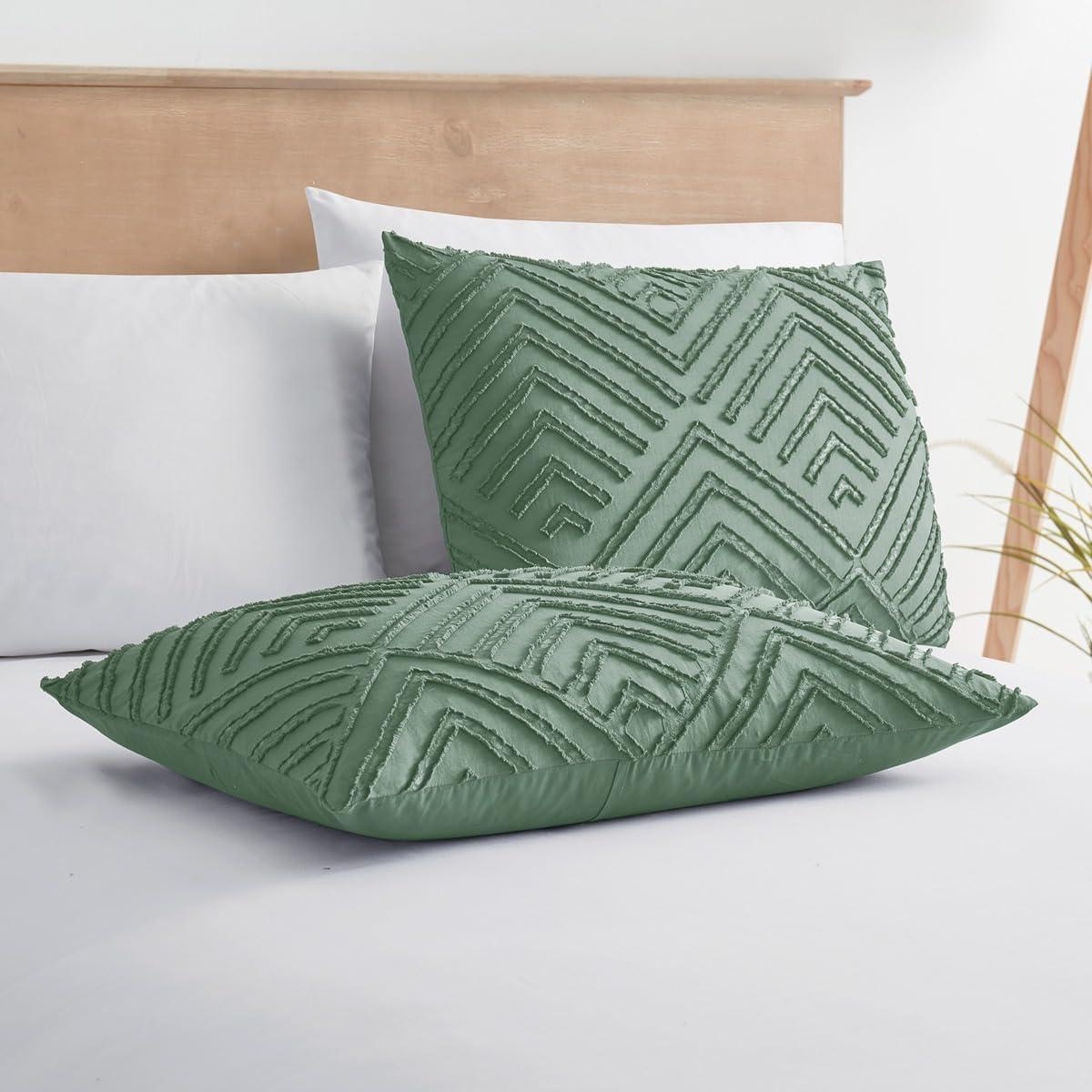 Boho Bedding King Duvet Cover Set - 3 Piece Tufted Double Brushed Boho Duvet Cover with Zipper Closure, 104x90 Inches and 2 Pillow Shams