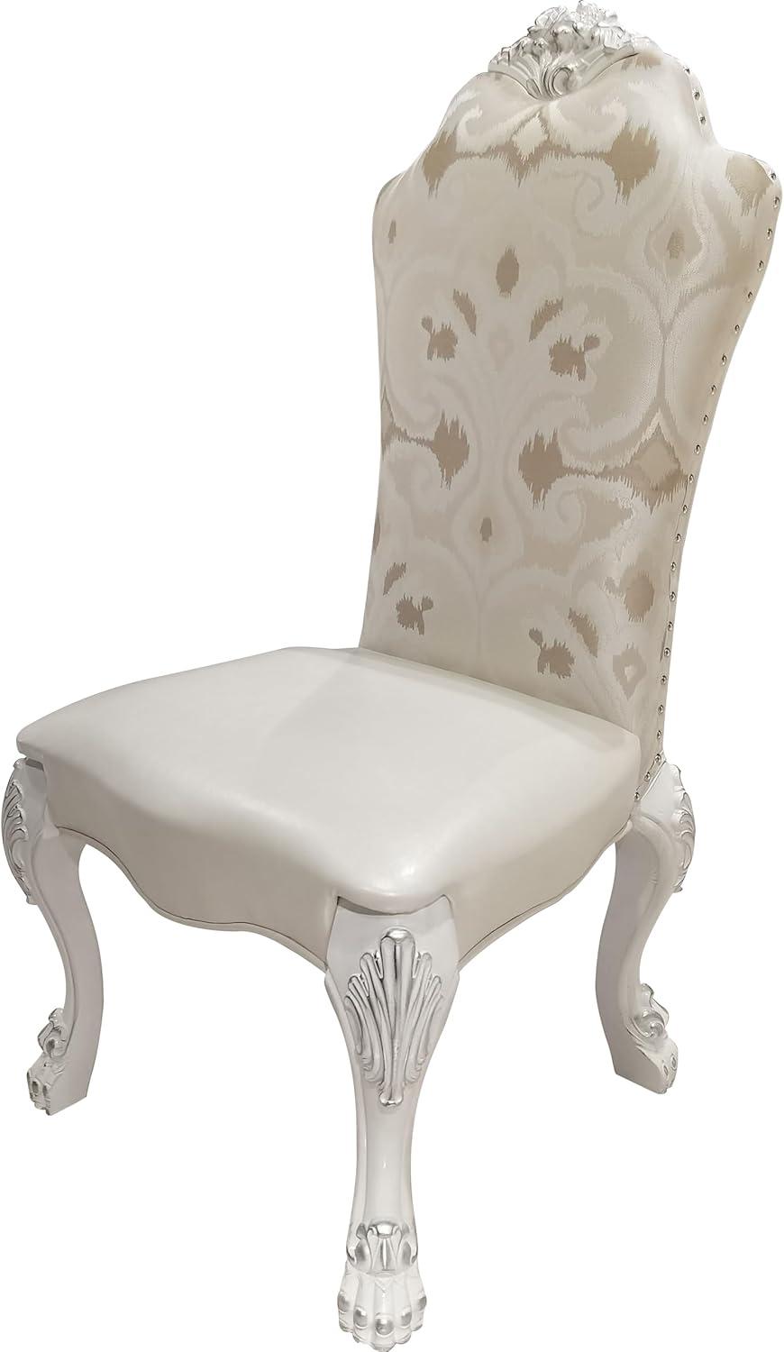 Acme Furniture 25" Dresden Dining Chair Fabric and Bone White Finish: Leather Upholstery, Wood Frame, Armrest, Spot Clean