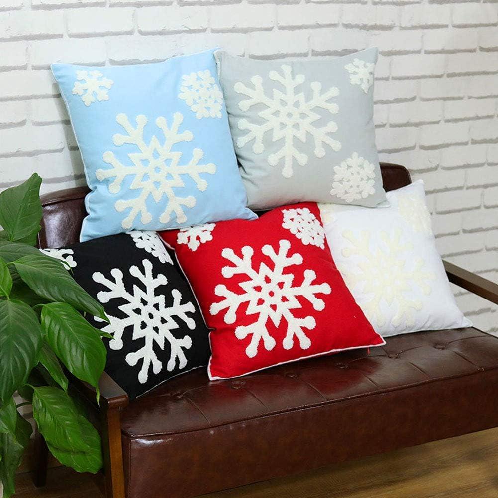 Gray Cotton Embroidered Snowflake Euro Throw Pillow