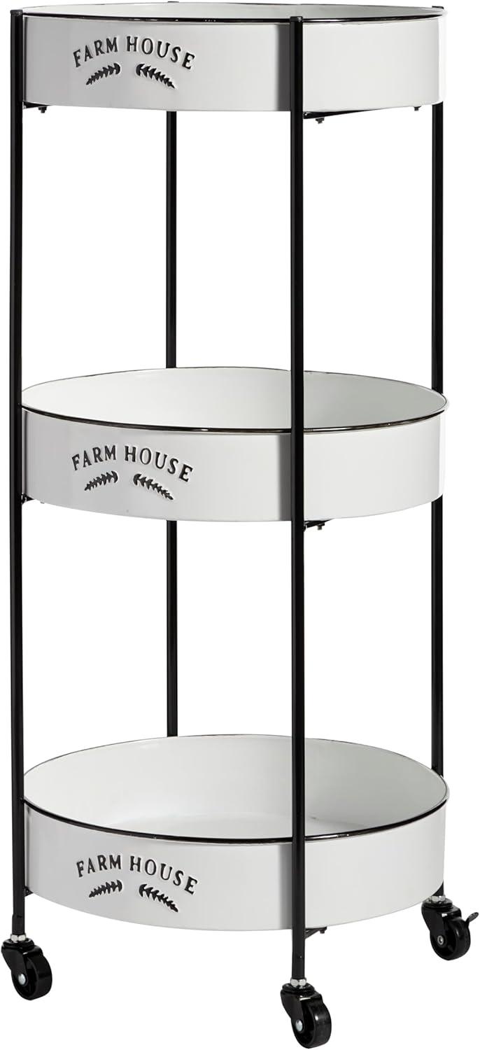 34'' x 16'' Farmhouse Metal Storage Cart White - Olivia & May: Decorative Storage Bins, Tabletop Bin, Adult Assembly Required
