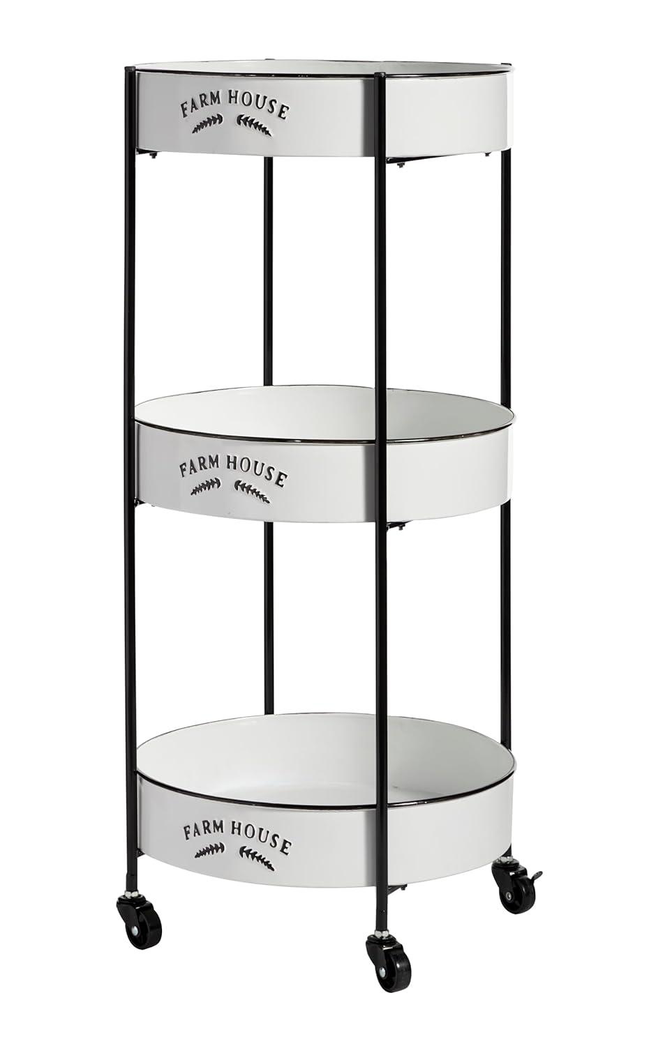 34'' x 16'' Farmhouse Metal Storage Cart White - Olivia & May: Decorative Storage Bins, Tabletop Bin, Adult Assembly Required