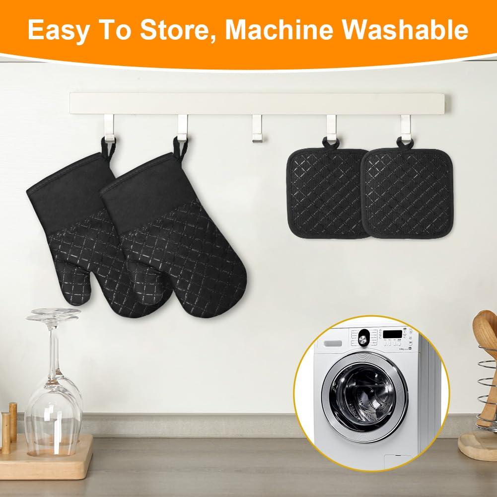 ACDNAC 4Pcs Oven Mitts,Effective Anti Slip and Anti Scalding Oven Mitt,Anti Corrosion Pot Holders